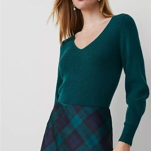 Ann Taylor Teal V-Neck Sweater